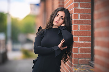 Hand On Face Brown Eyes Black Dress, girls, model, black-dress HD wallpaper