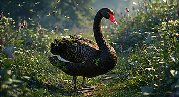 Majestic Black Swan: Ultra, black swan, Animal, Wildlife, nature, flower HD wallpaper