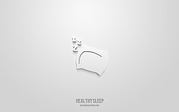 Healthy sleep 3d icon, white background, 3d symbols, Healthy sleep, health icons, 3d icons, Healthy sleep sign, health 3d icons HD wallpaper