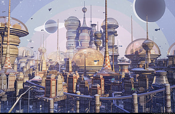 Fantasy city, abstract, fantasy, city, art HD wallpaper