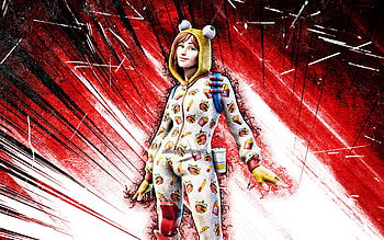 Onesie, grunge art, Fortnite Battle Royale, Fortnite characters, Onesie Skin, red abstract rays, Fortnite, Onesie Fortnite HD wallpaper