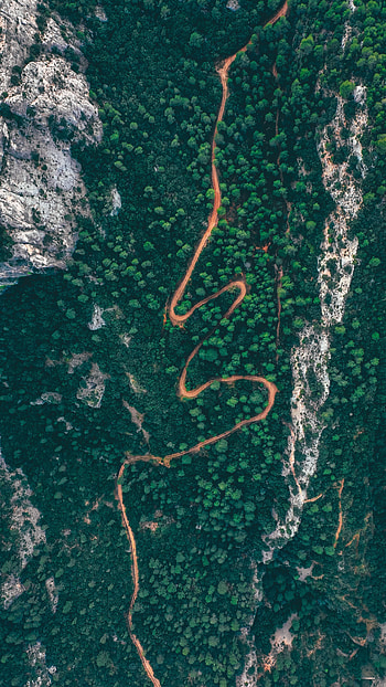 Nature, Trees, Mountains, View From Above, Road, Forest HD phone wallpaper
