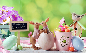 Easter eggs with rabbit, Festive decoration, Playful atmosphere, Vibrant colors HD wallpaper