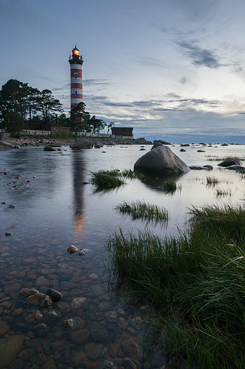 Nature, Sea, Building, Coast, Evening, Lighthouse HD phone wallpaper