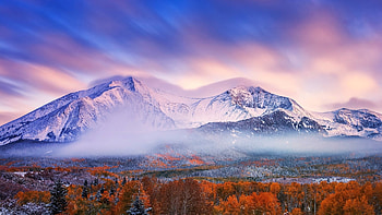 spectacular mountain in early winter r, winter, fog, sky, r, forest, mountain HD wallpaper