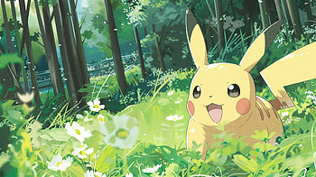 Pikachu in the Forest - Anime, Anime, Pokemon, Pikachu HD wallpaper