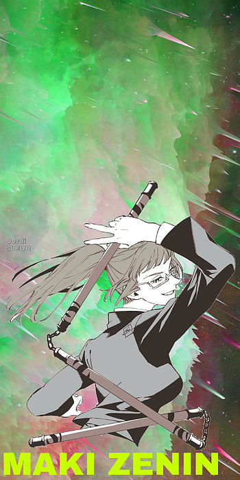 Maki ZENIN, sky, art, green, fictional character, Jordi GLEUR, character sign aquarius, jujutsu kaisen, anime HD phone wallpaper