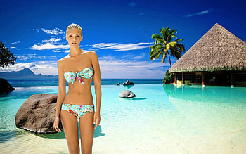 Bikini Model ~ Gintare Sudziute, bikini, model, blonde, beach HD wallpaper