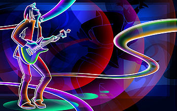 3D neon colorful, colorful, neon, music, color, guitar, guitarist HD wallpaper