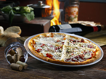 Pizza, fruit, cheese, food HD wallpaper