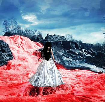 The Color of Blood, color, fantasy, red, blood, woman HD wallpaper