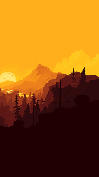 Firewatch, Minimalist mobile , Sunset beauty, Gaming-inspired HD phone wallpaper