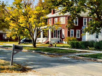Only in America, architecture, manor, art, house, landscape, beautiful, illustration, artwork, scenery, wide screen, painting, street HD wallpaper