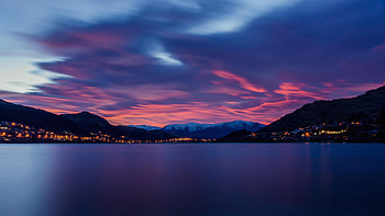 Landscape, Nature, Mountains, Dawn, Horizon, Lake HD wallpaper