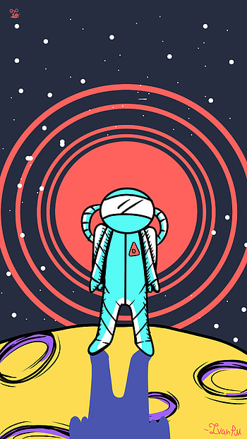 AZTRONUT red, red, space, drawing, Sci Fi, astronaut HD phone wallpaper