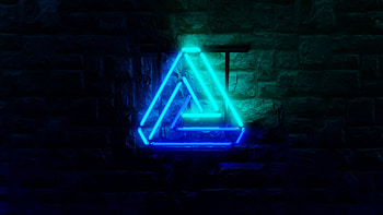 Bluish triangles, inscription HD wallpaper