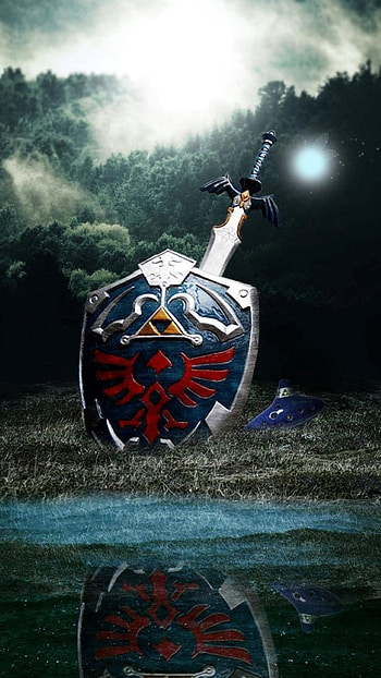 TLOZ OOT, Art, Shield, Sword, Zelda, Ocarina HD phone wallpaper