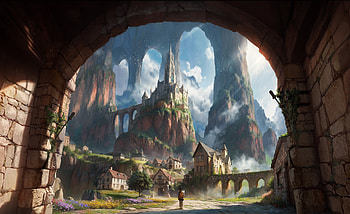 Traveller and Secret Village, fantasy, witch HD wallpaper