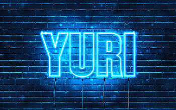 Happy Birtay Yuri, , blue neon lights, Yuri name, creative, Yuri Happy Birtay, Yuri Birtay, popular japanese male names, with Yuri name, Yuri HD wallpaper
