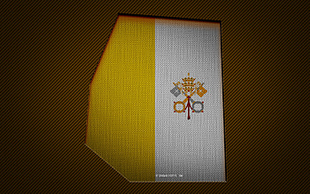Vatican City map, , European countries, Vatican flag, yellow carbon background, Vatican City map silhouette, Vatican City flag, Europe, Vatican map, Vatican City, flag of Vatican City HD wallpaper
