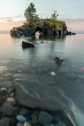 Nature, Trees, Sea, Rocks, Island, Arch HD phone wallpaper
