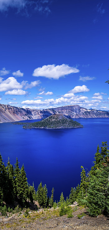 Earth Crater Lake, Natural wonder, Deep blue waters, Geological marvel HD phone wallpaper