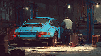 Mechanic’s Workshop — Classic Car in, classic car, garage, mechanic HD wallpaper