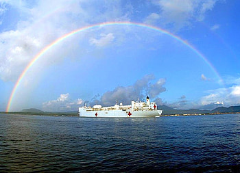Rainbow on Ship, cool HD wallpaper