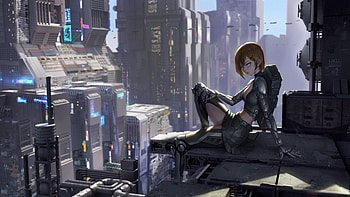 Future Soldier Cyberpunk Girl High Rise Hunter, anime-girl, cyberpunk, artist, artwork, art, digital-art, artstation HD wallpaper