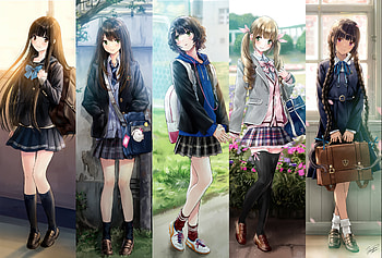 Anime SchoolGirl, SchoolGirl, girl, Anime, art HD wallpaper