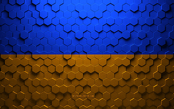 Flag of Lower Austria, honeycomb art, Lower Austria hexagons flag, Lower Austria, 3d hexagons art, Lower Austria flag HD wallpaper