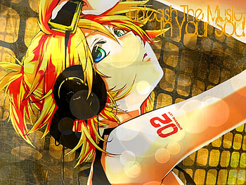 lin listening to music, lin, music, anime, vocalod HD wallpaper