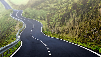 Road, grass, tar, path HD wallpaper