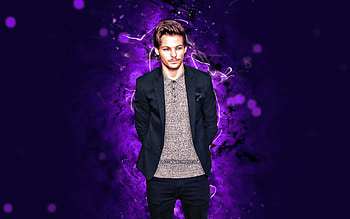 Louis Tomlinson, , violet neon lights, english singer, music stars, english celebrity, Louis William Tomlinson, superstars, Louis Tomlinson HD wallpaper