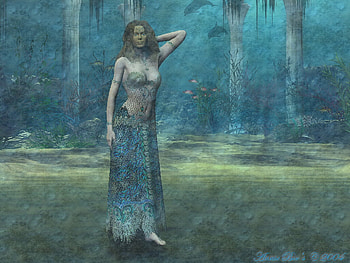 Lady of Atlantis, other, fish, fantasy, water HD wallpaper