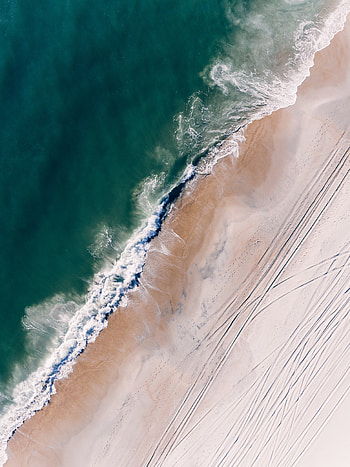 Nature, Water, Beach, Sand, View From Above, Ocean, Foam, Surf HD phone wallpaper