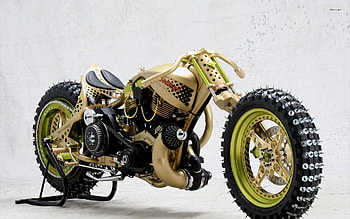 harley davidson with spiked wheels, motorcycle, harley, davidosn, wheels HD wallpaper