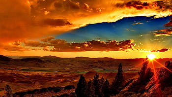 Colorful Sunset Fields, landscape, fields, nature, sunset HD wallpaper