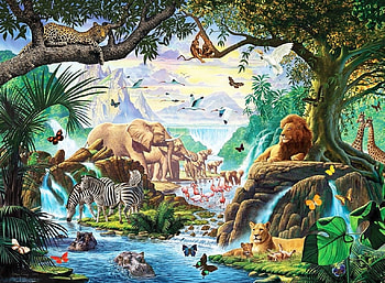 :), animal, savana, art, painting, pictura, jungle, lion HD wallpaper