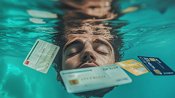 credit card, credit card debt, water, underwater HD wallpaper