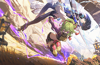 Yelan (Genshin Impact) and Background, Genshin Impact Yelan HD wallpaper
