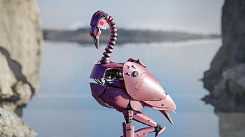 Techno Swan, funny, techno, swan, artistic HD wallpaper
