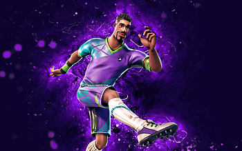 Super Striker, , violet neon lights, Fortnite Battle Royale, Fortnite characters, Super Striker Skin, Fortnite, Super Striker Fortnite HD wallpaper