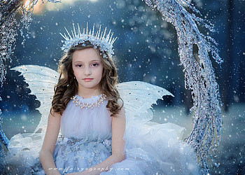 Little winter fairy, blue, wings, cute, girl, copil, fairyography, little, fairy, child HD wallpaper