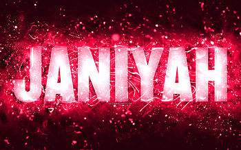 Happy Birtay Janiyah, , pink neon lights, Janiyah name, creative, Janiyah Happy Birtay, Janiyah Birtay, popular american female names, with Janiyah name, Janiyah HD wallpaper