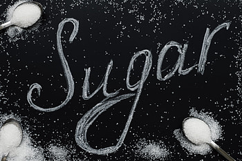 Sugar eating concept, Refined white sugar, Small spoons, Food lettering HD wallpaper