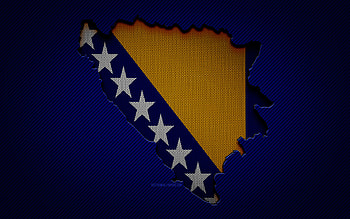 Bosnia and Herzegovina map, , European countries, Bosnia and Herzegovina flag, blue carbon background, Serbia map silhouette, Europe, Bosnia and Herzegovina HD wallpaper