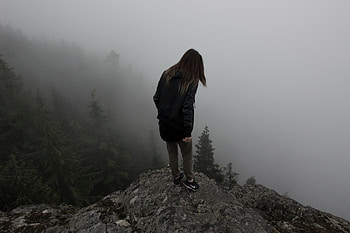 Miscellanea, Miscellaneous, Fog, Break, Precipice, Human, Person, Elevation HD wallpaper