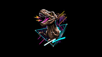 Retrowave, Tyrannosaurus Rex HD wallpaper