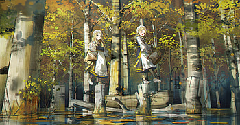 Anime Girls Amidst Golden Forest Reflections, Anime, girl, anime girl HD wallpaper